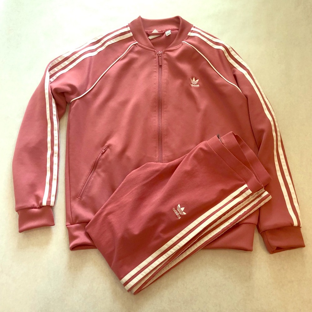 Adidas track style zip up Jacket Rose Large